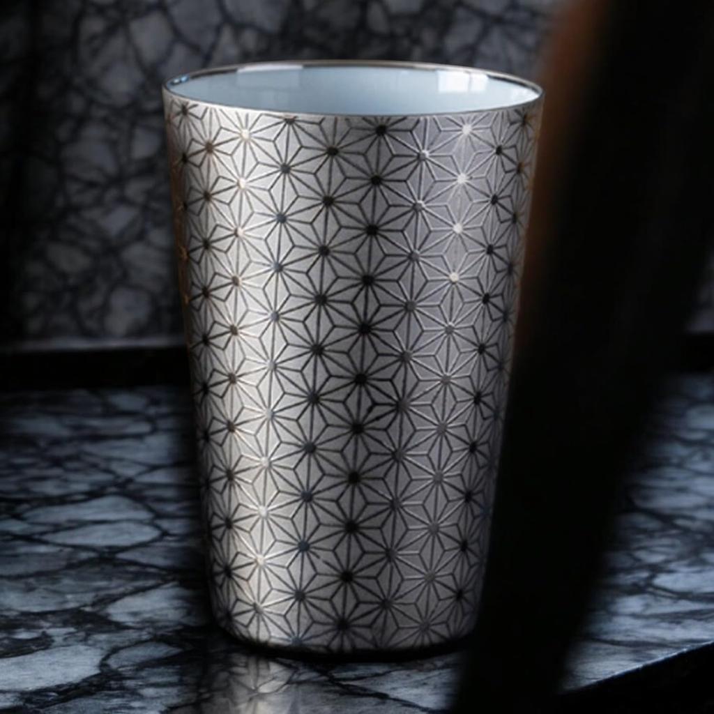 Select Wooden Made In Model 896520 J-kitchens Ultra-thin, Light-transmitting Tumbler, Platinum, Asanoha, Box, 370ml, Japan, No.