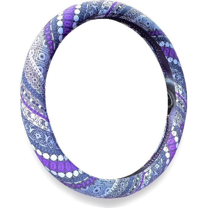 Steering Wheel Cover, Cloth Car Steering Wheel for Women Breathable Flax Purple