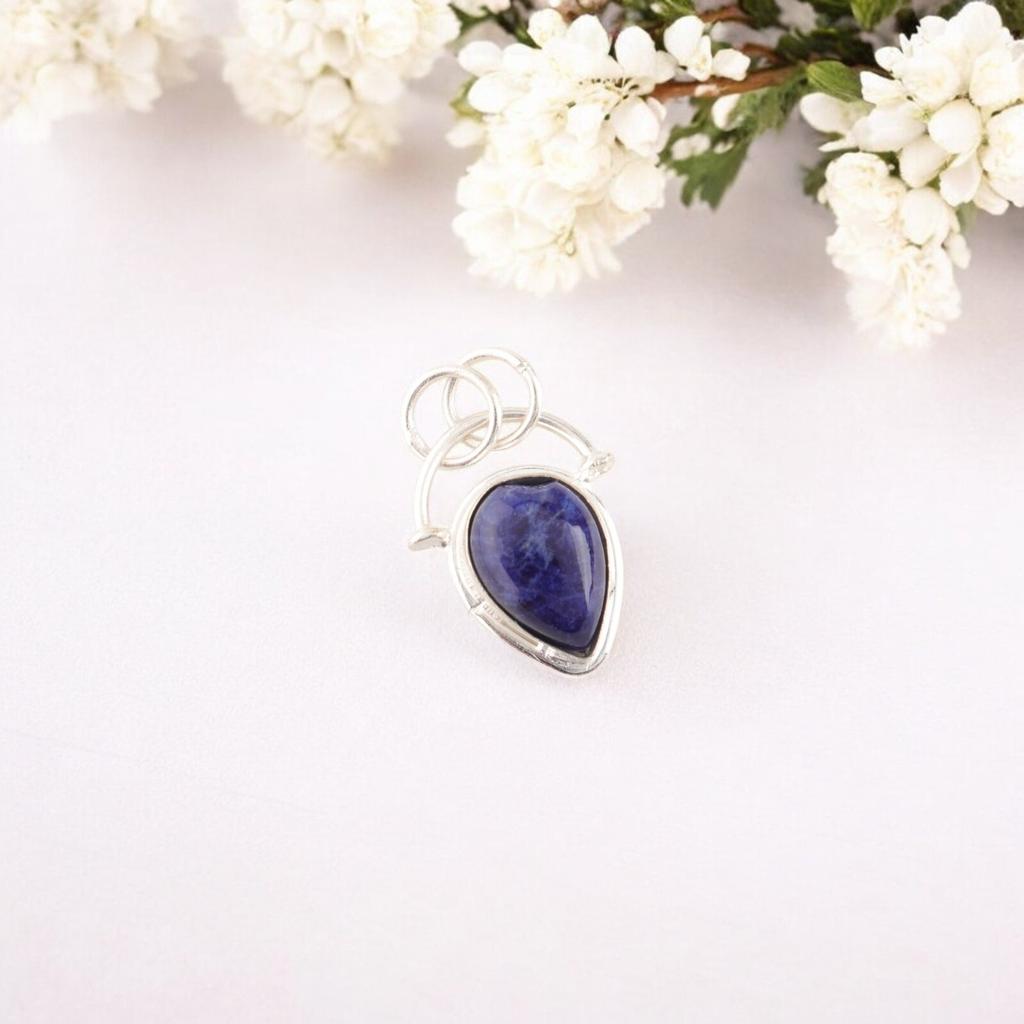Natural Sodalite Gemstone 925 Sterling Silver Jewelry Handmade Blue Pendant PP-56-28