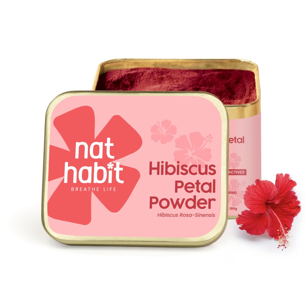 Nat Habit 100% Чистый Порошок Гибискуса Для Роста Волос И Маски Для Лица - Натуральный Hibiscus Rosa-Sinensis Для Сияющей Кожи 100 г