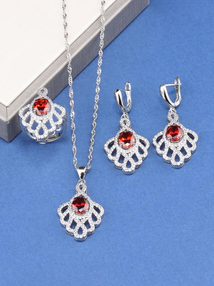 10-Colors Bridal   Big  Jewelry Sets Wedding Luxury Quality Zircon Accessories Necklace Earrings Ring For Women Gift