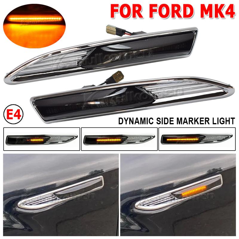 2Pieces LED Dynamic Side Marker Turn Signal Light Sequential Blinker Lamps For Ford Mondeo 4 Mk4 BA7 2007-2015 Car Accessories