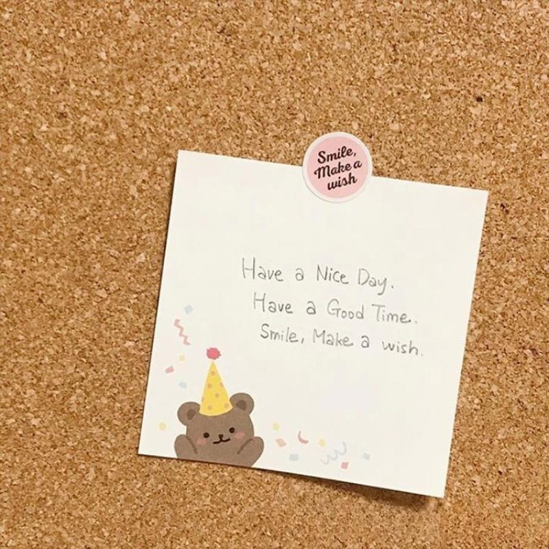 Kawai Ins Korean Little Brown Bear List Plaid Sticky Note Paper Non Stick Book Message 4 Handbook Bears Stationery Supplies