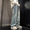 Spring and Autumn Men's Stars Towel Embroidery Brown Men Jeans Pants Clothes Straight Hip Hop Trousers