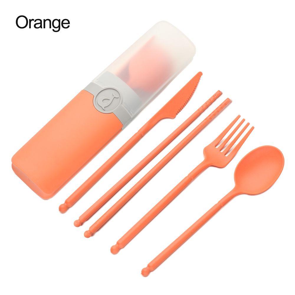 

Многоразовая коробка для переноски, ложка из пшеничной соломы, вилка, ложка, набор столовой посуды, наборы столовых приборов оранжевый
