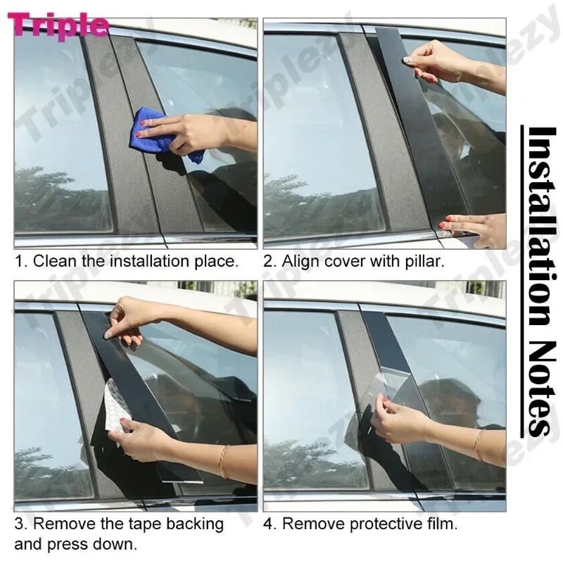 Mirror Effect Car Door Center Column Window Middle B C Pillars Post Glossy Piano Black Cover Trim For BMW 5 Series E60 2004-2010
