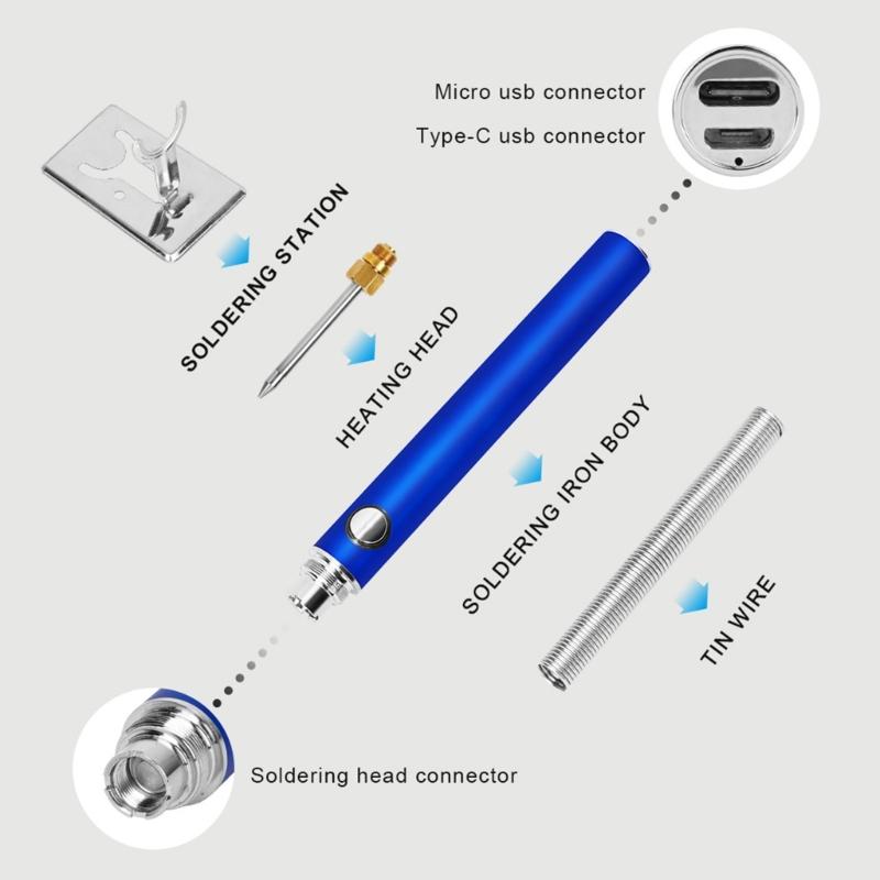 Charging Portable Soldering Iron Four-speed Adjustable with Cover Mini New Type-C Charging Port Wireless Soldering Iron