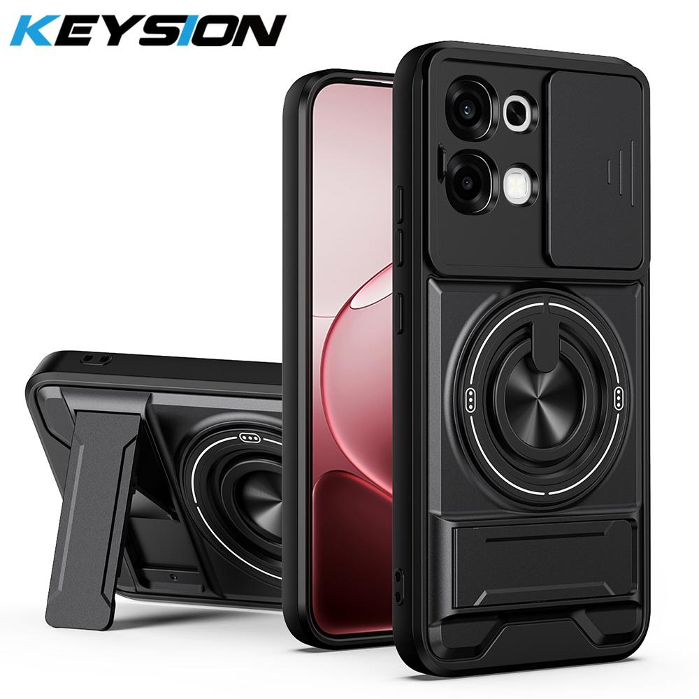 

KEYSION Magnetic Phone Case for OPPO A6 Pro 5G Slide Camera Protection Upright Kickstand Ring Shockproof Cover for OPPO A6 Pro for OPPO A6 Pro