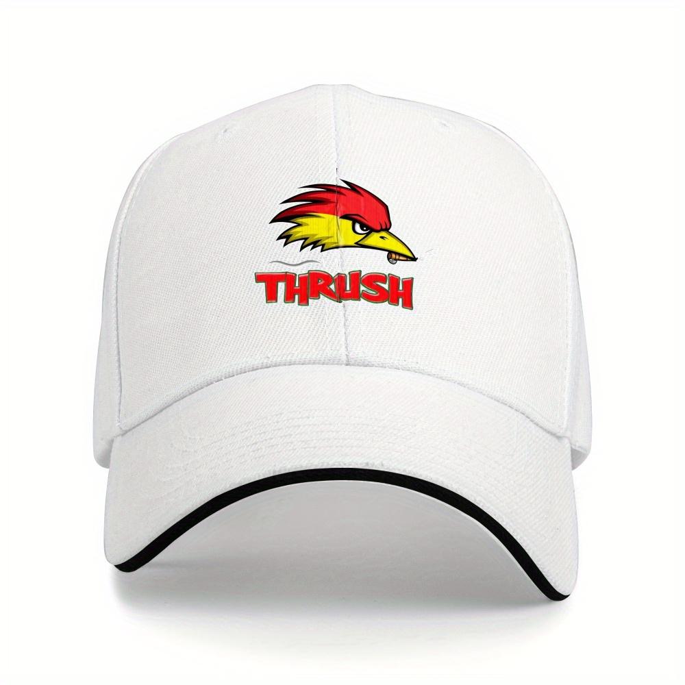 

Bold Red THRUSH Graphic & Bird Design, Summer Sports Hat, Baseball Hat, Moisturewicking Headwear Durable Construction, Casual Wearers Adjustable білий