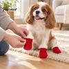 Comfortable Outdoor Dog Gear 4Pcs Winter Booties, Fleece Lined Snow Boots, Warm Adjustable Protective Paw Wear for Dogs Protectors with Non-slip Soles