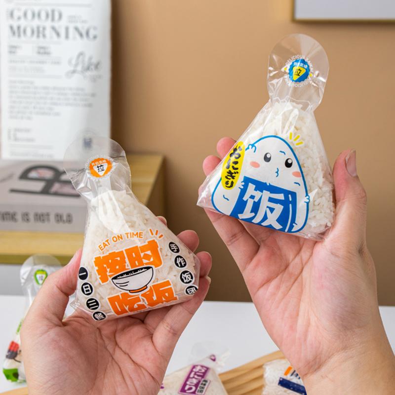 50Pcs Lovely Cartoon Triangle Rice Ball Packing Bag Seaweed Onigiri Sushi Bag Sushi Making Mold Tools Bento Accessories