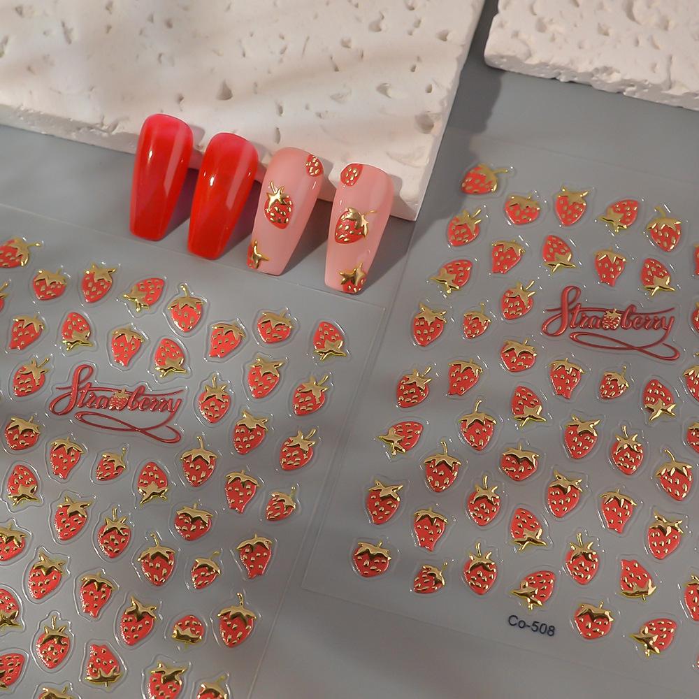 Strawberry Hot Stamping Embossed Nail & Decorative Stickers for DIY