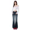 Blue-Gray Low-Waisted Slim Fit Flared Jeans for Women - Autumn Design