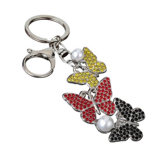 Yousheng Keychain Pendant Rhinestones Inlaid Imitation Pearls Butterfly Charm Key Holder Car Bag Charm Small G