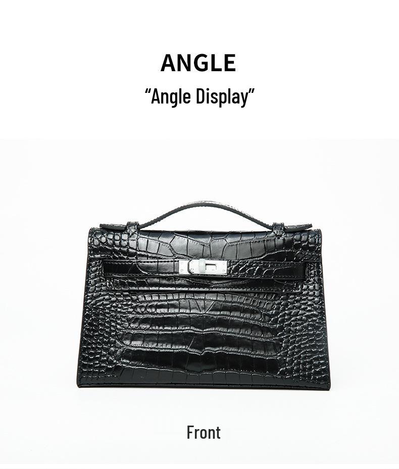 2025 Women's Genuine Leather Mini Handheld Bag - Crocodile Pattern Chain Shoulder Kelly Bag