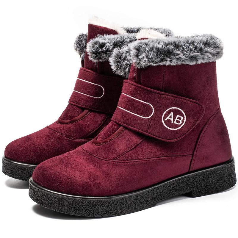 

Модные женские сапоги теплые меховые Botas Mujer 2024 зимняя обувь для женщин ботильоны зимние сапоги на низком каблуке черные элегантные резиновые туфли 44 вино красного