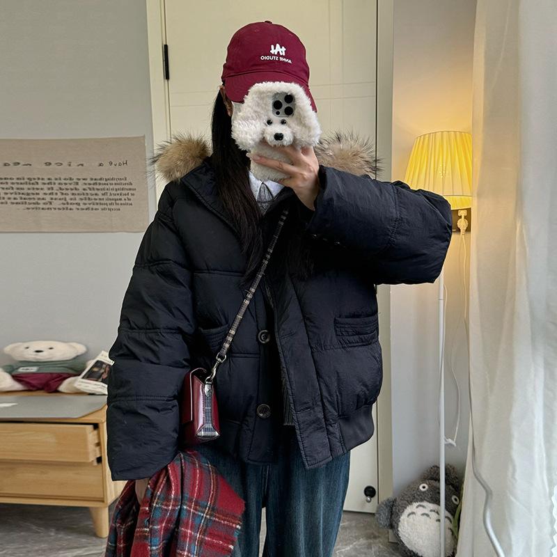 2025 Winter New Student Padded Uniform Women's Korean Loose Thickened Warm Padded Jacket Bread Jacket Jacket