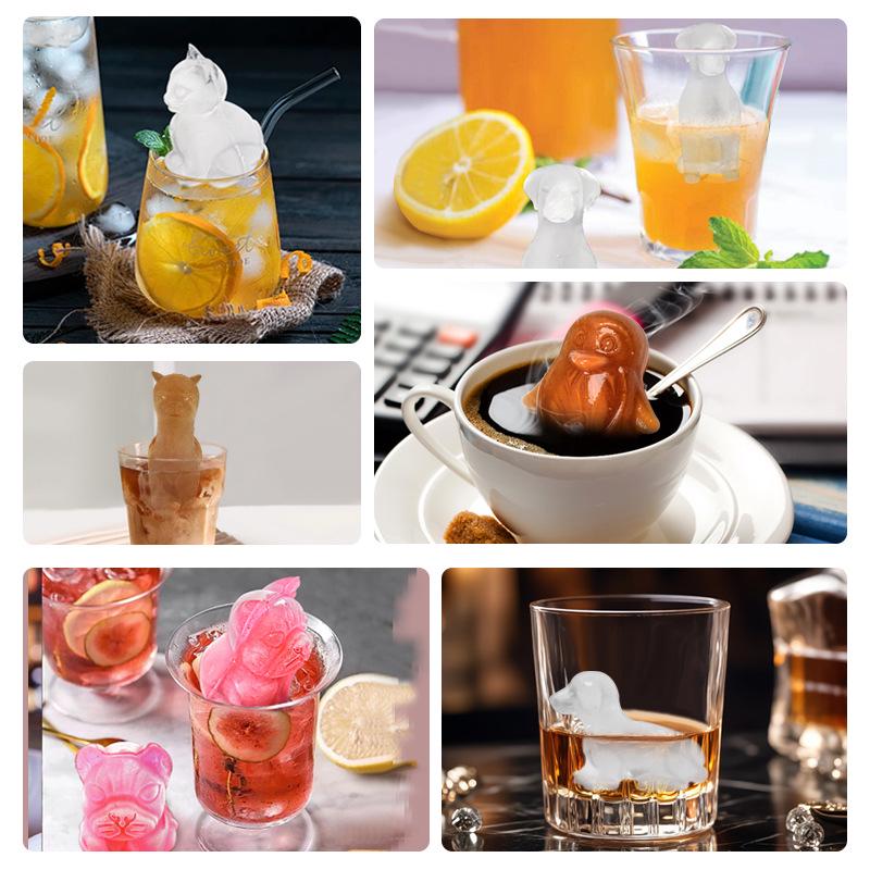 Penguin, French Bulldog, and Alpaca Silicone Ice Cube Mold for Drinks