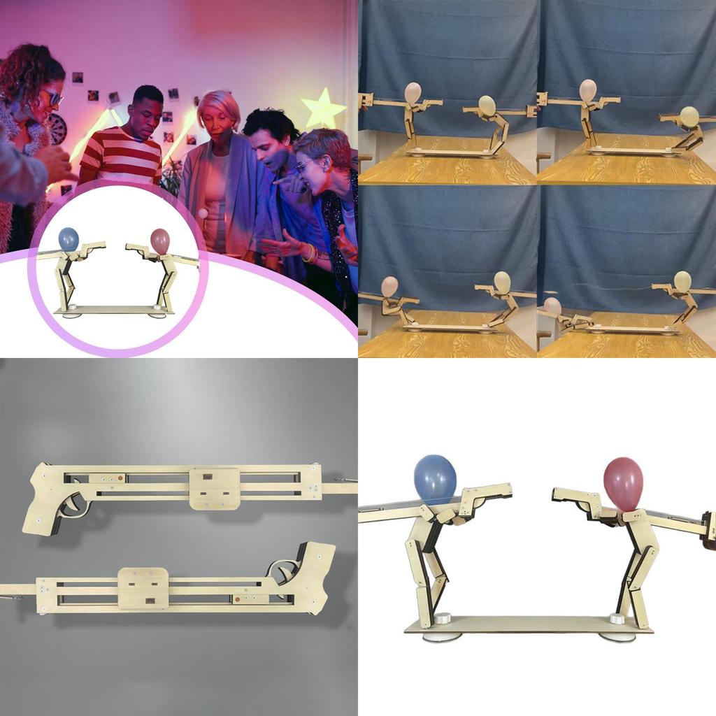 Manual Assembly Wooden Shooting Puppets Balloon Game Children Toys Set For Home And Party Play