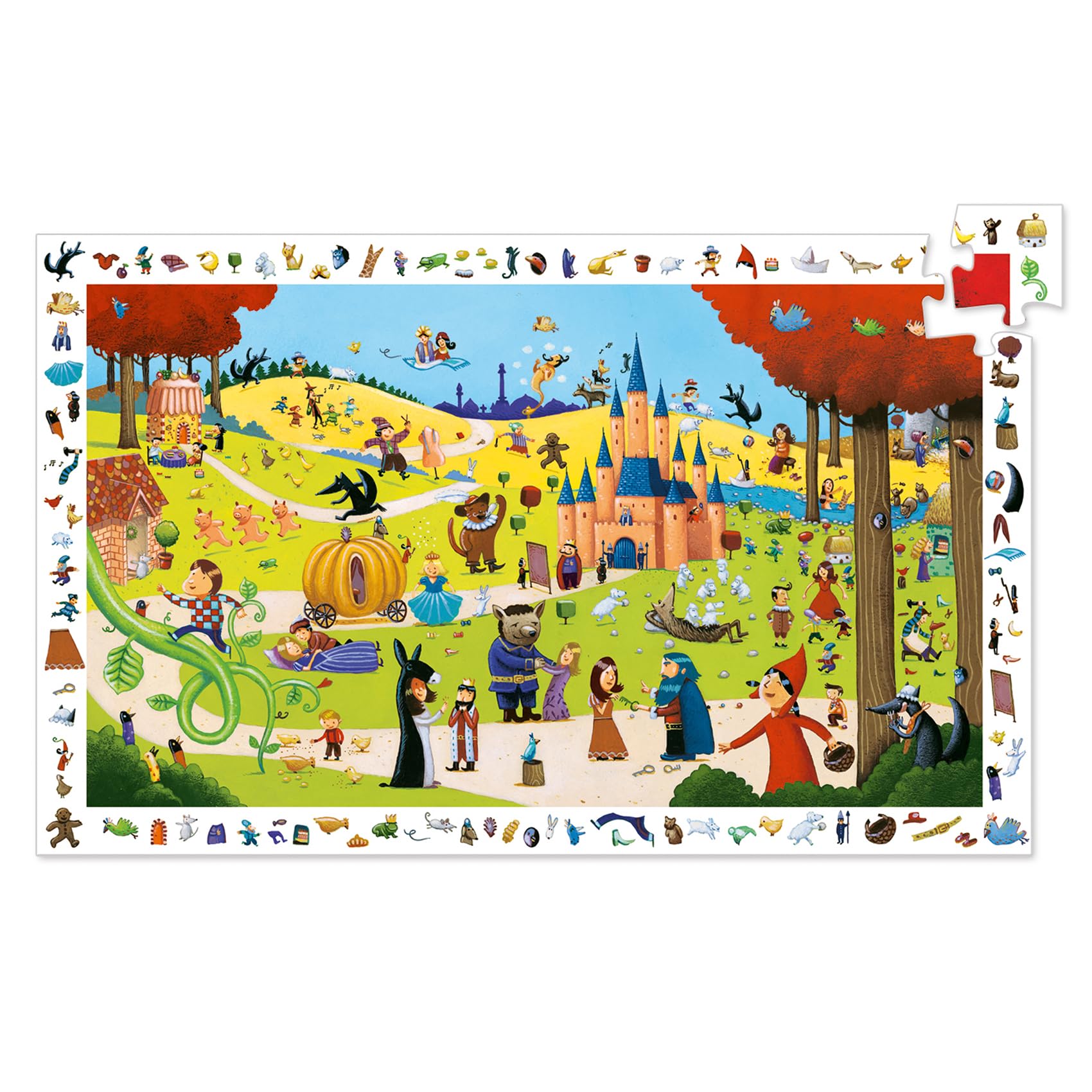 

DJECO Tales Observation Puzzle, 54 Pieces, Tales Jigsaw Puzzle, Picture Hidden Object Jigsaw Puzzle for Kids, Fairy Tale Hidden Objects, Educational