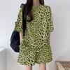 Women's Leopard Print Short Sleeve Top & Bermuda Shorts 2 Piece Tracksuit Plus Size Korean Casual Loungewear Set 2026 Summer Four Seasons Pajamas