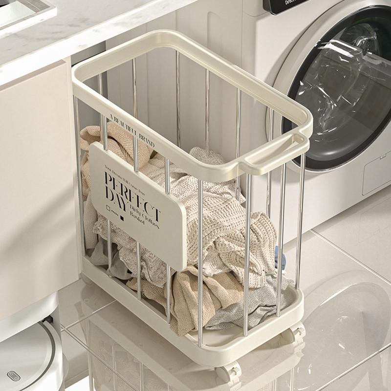 Movable Dirty Clothes Storage Basket  Large Capacity Clothes Storage Container for Dirty Hamper Washing Clothes Storage Basket
