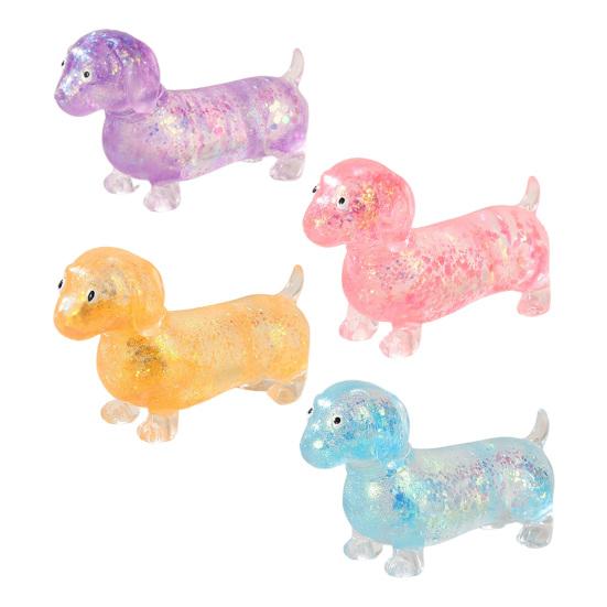 1/4Pcs Stress Relief Toy Glossy Finish Soft Slow Rebound TPR Material Dachshund Squeeze Toy Animal Decompression Toy