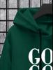 Unisex Trendy Letter Fleece Sweatshirt Set - Long Sleeve, Hooded, for Autumn & Winter
