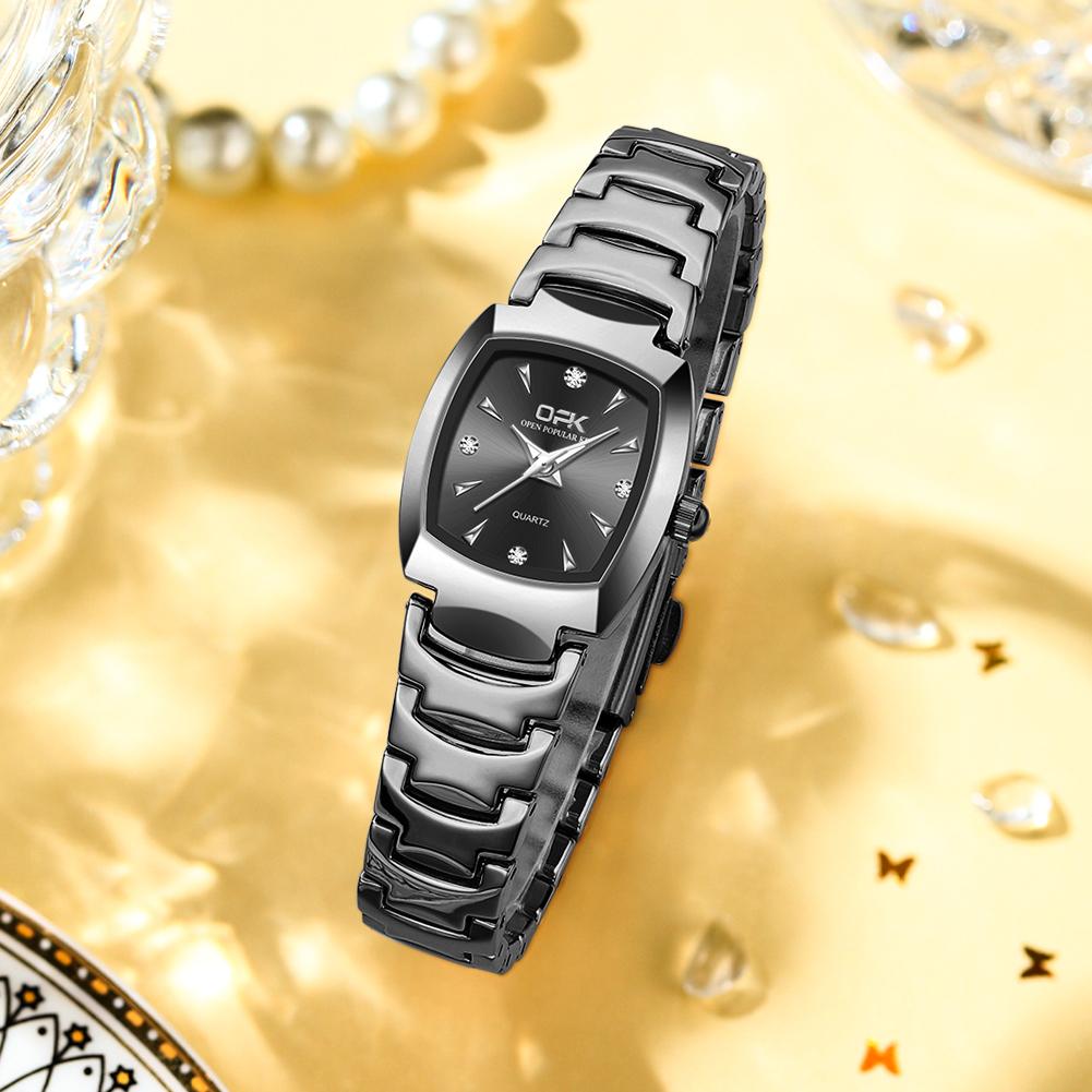 OPK Brand Steel Strip Calendar Three-Pin Lady Quartz Watch