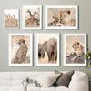 Classic Vintage Wall Art Beige Reed Lion Cheetah Elephant Giraffe HD Canvas Print Poster for Living Room Bedroom Decor Timele