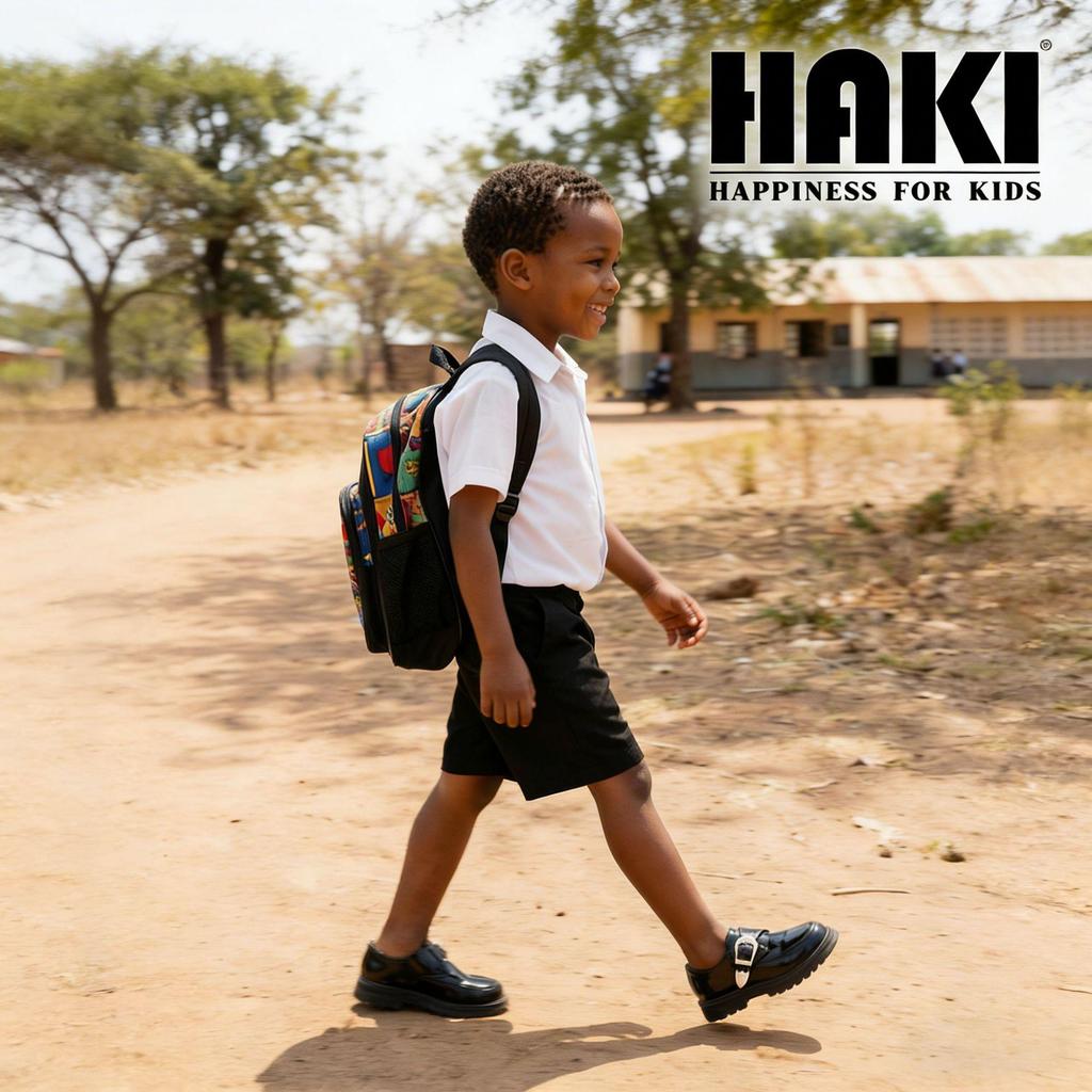 African Black Children's Glossy School Shoes with Gold Buckle, Patent Leather, 2026 Edition