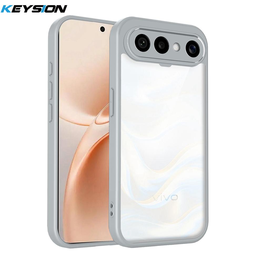 

KEYSION Transparent Phone Case for VIVO X300 FE Soft Silicone+PC HD Clear Simple Shockproof Phone Back Cover for VIVO X300 FE 5G for VIVO X300 FE сірий колір