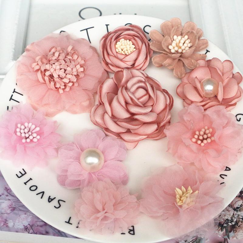 10Pcs/Set Mix Fabric Flowers Simulation Flower Head Decoration Flowers For DIY Accessories