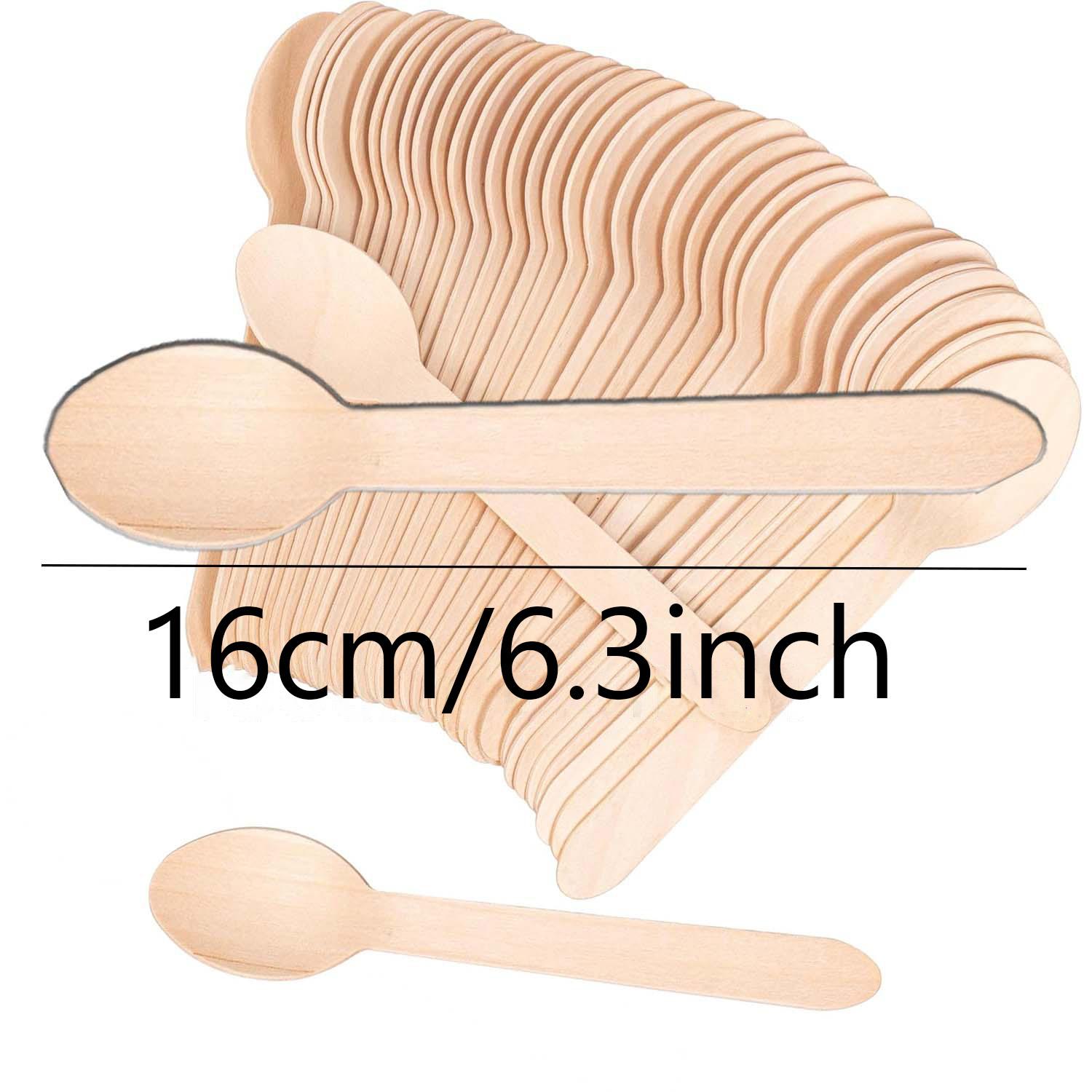 

25/50/100 шт. Деревянные одноразовые ложки, Биоразлагаемые и штабелируемые одноразовые столовые ложки для домашних вечеринок, вечеринок, ужинов на открытом воздухе 100pcs