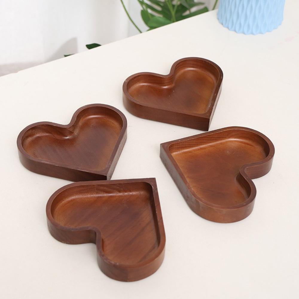 Heart-Shaped Wooden Serving Trays for Home Decor & Food - Decorative Wood Trays for Candy, Sushi, Dessert, Valentine’s Day Gifts