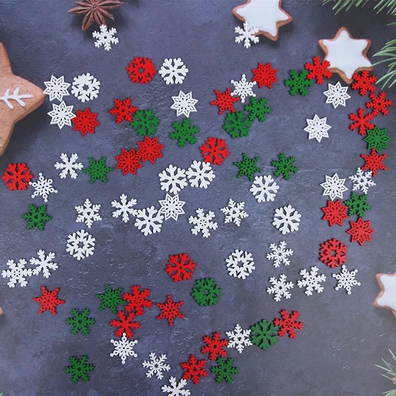 100 Pieces/pack23mm Christmas Snowflake Wood Chips Colorful Diverse New Year's Holiday Party Window Decoration Props Toys DIY