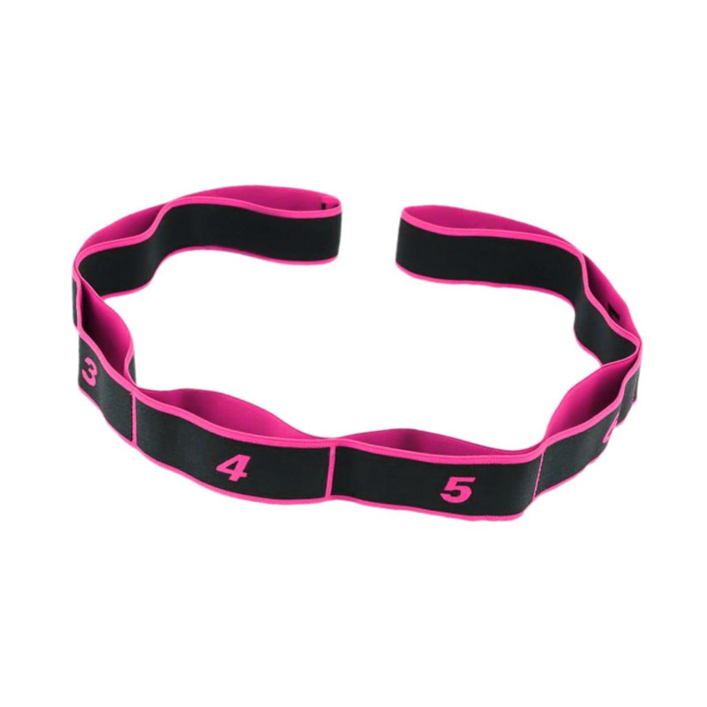 8 Segment Yoga Stretch Strap Elastic for Upper Lower Body Shoulder Leg rose red
