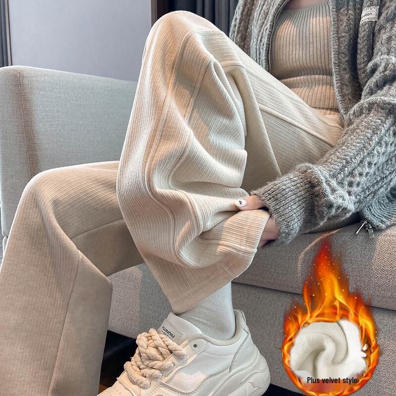 TonLion Women's Plush Straight-Leg Casual Pants