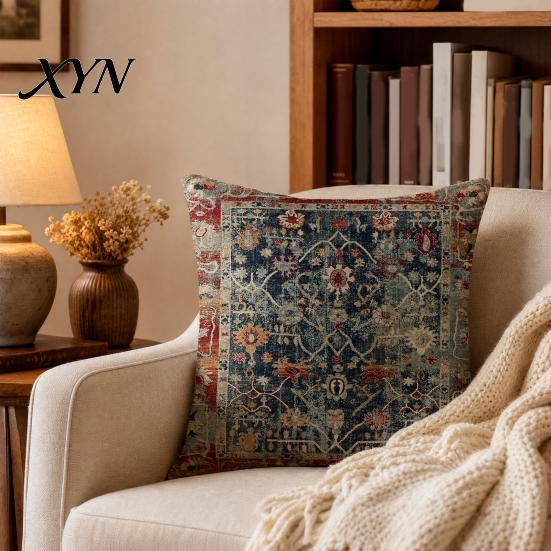 Square Pillow Case Boho Throw Covers, 18 x Inch Bohemia Bedroom Pillowslip Ethnic Style Cushion Case, Decorative Pillowcase for Sofa Couch