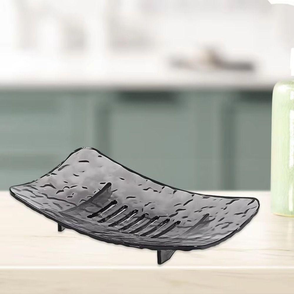 Light Luxury with Drain Hole Transparent Soap Box Glacier Patterned Non-slip Base Soap Holder Soap Dish Household Use
