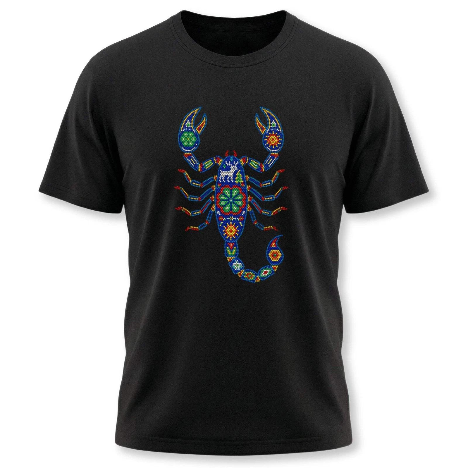Huichol Scorpion T-Shirt | Mexican Folk Art Colorful Beadwork Tee Shirt XS