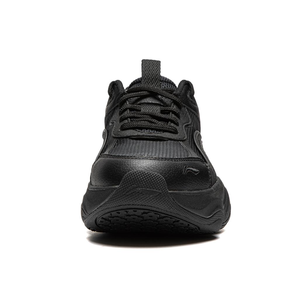 Li Ning Honey Thick Sole Height Increasing Shock Absorbing Non-Slip Wear-Resistant Low-Top Casual Shoes Women sneaker Black AGCU252-3