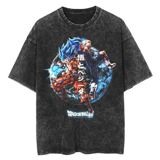 Unisex Oversized Washed Dragon Ball Anime Parentchild Tshirt Man Women Short Sleeve Streetwear Loose Casual Summer Yk
