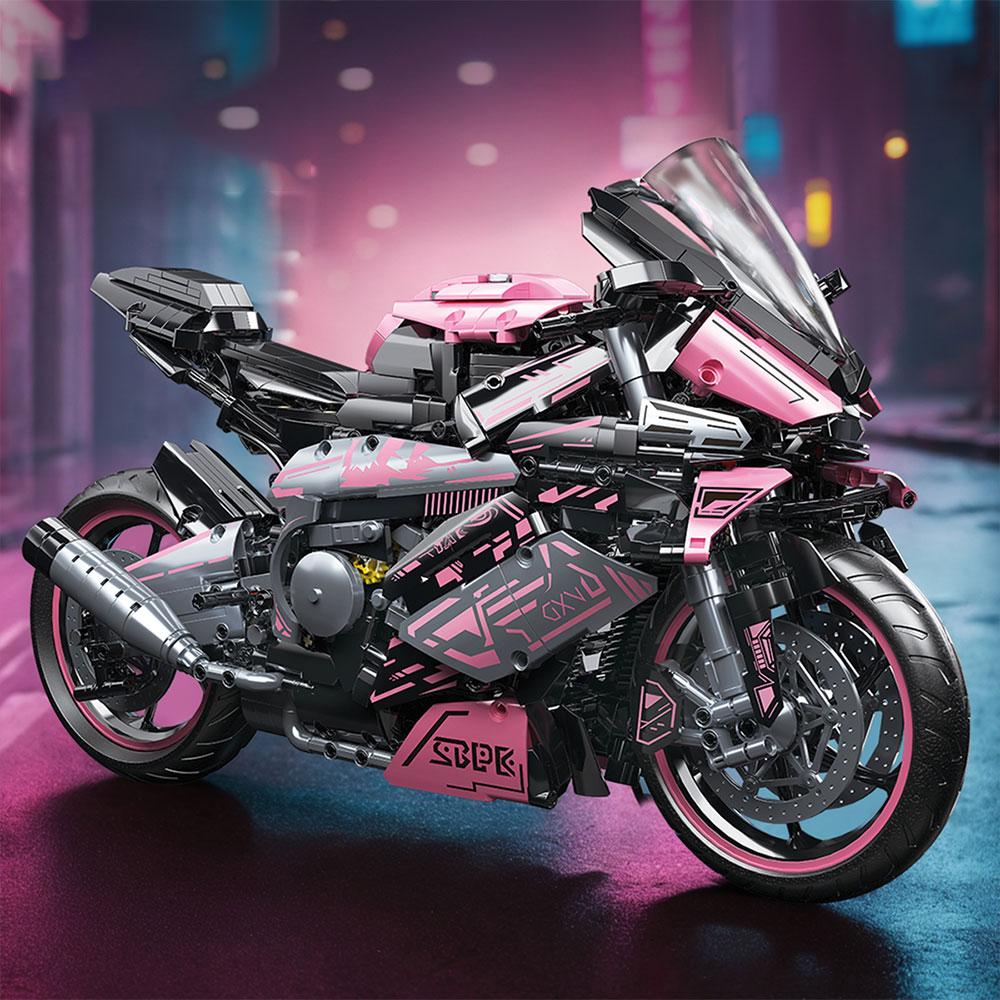 

Розовый киберпанк мотоцикл 2045 деталей Гоночный набор строительных блоков Украшения для стола Развивающая игрушка для детей Рождественский пасхальный подарок
