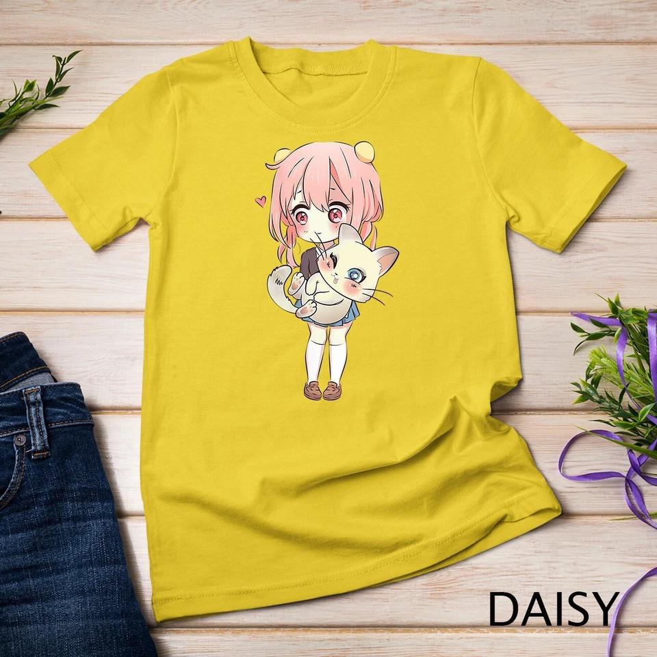 Womens Anime and Cats Lover for Teen Manga kawaii Graphic Otaku Unisex T-shirt 3 L