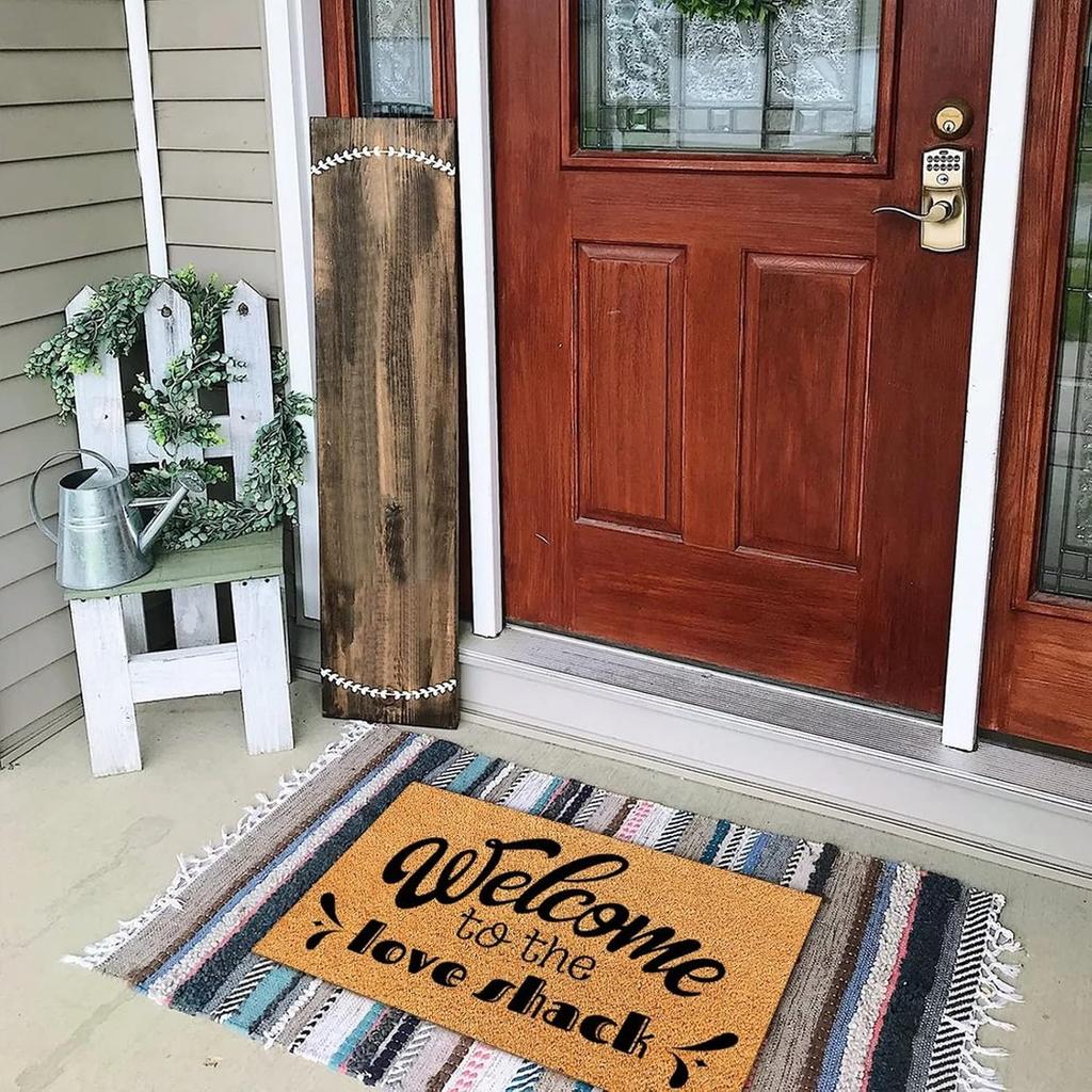 Welcome to The Love Shack Welcome Mats Outdoor with Heavy Duty Backing Coir Fiber Door Mat Personalized Entry Door Rugs for Entrance Pets Home Décor