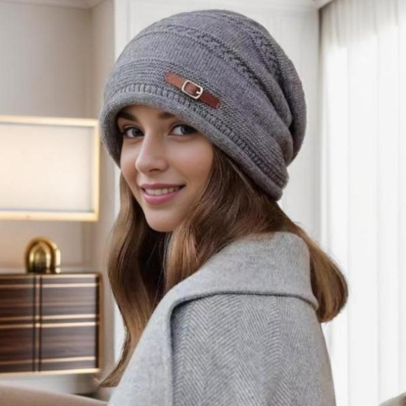 Autumn and Winter Plus Velvet Thick Warm Knitted Woolen Hat