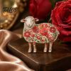 Floral Lamb Brooch Rhinestone for Women, Flower Sheep Alloy Lapel Women Pin, Animal Jewelry Clothing Suits Scarves Bags Pin