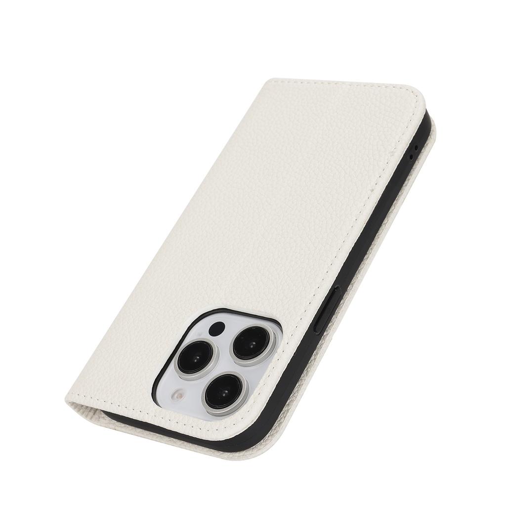 Stand Case for iPhone 14 Pro Max Litchi Texture Leather Flip Phone Cover with Strap/Wallet