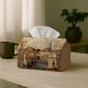 1pc Vintage Impressionist European Tissue Holder - Historic City Architecture In Warm Sepia, Suitable for Office, Parties, Car, Living Room, Kitchen, 